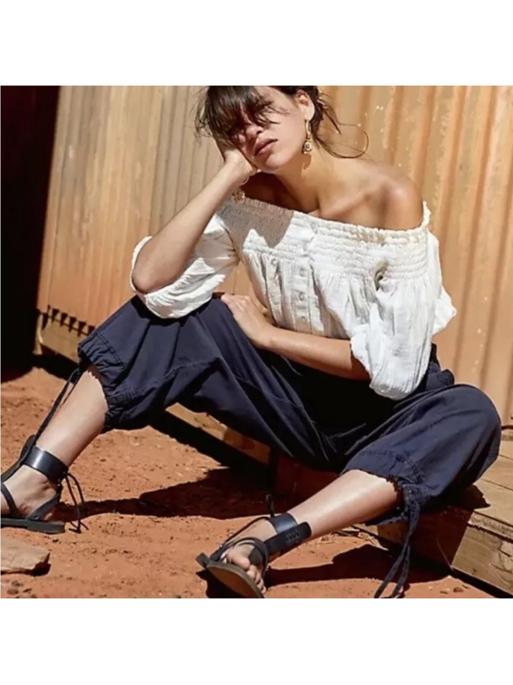 Free People Fly Away Parachute Pants Navy Size 4 - Picture 3 of 13